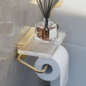 Porte-papier hygiénique Salle de bain porte-papier en bois support de téléphone mural étagère de papier toilette accessoires de salle de bain distributeur de serviettes en papier acrylique 231124