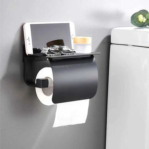 Supports de papier toilette étagère en papier toilette noir / argent