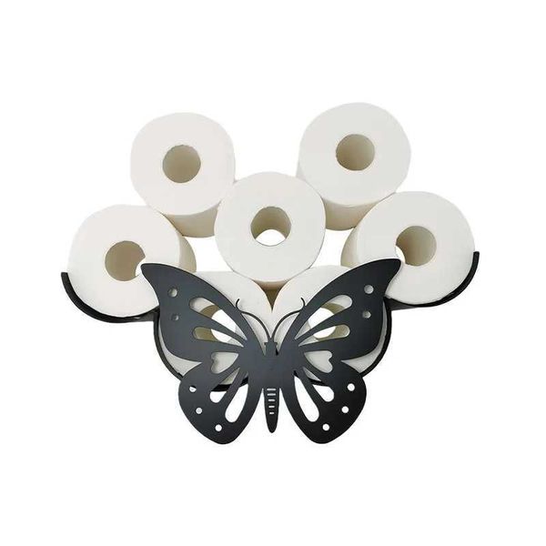 Supports en papier toilette Butterfly Rack Holders en papier de toilette en métal Mont Moup Bracket Organisateur de salle de bain Concoration de rangement de salle de bain Décoration 240410