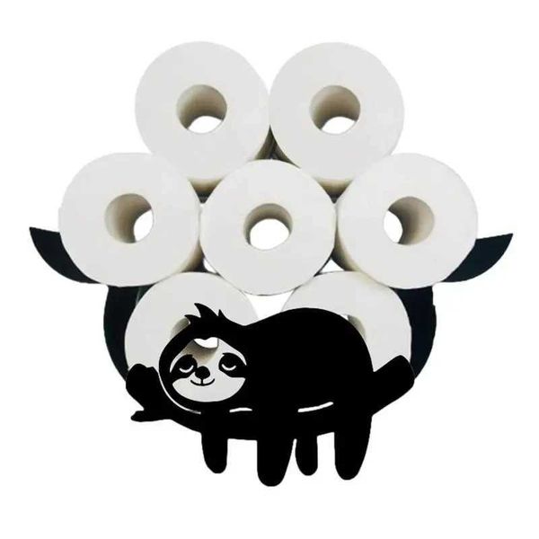 Soportes de papel higiénico lindos soporte de monte de pared de animales Arte de metal Escultura Sloth Ovejas Batio de baño Batimiento Estante de almacenamiento Decoración del hogar 240410