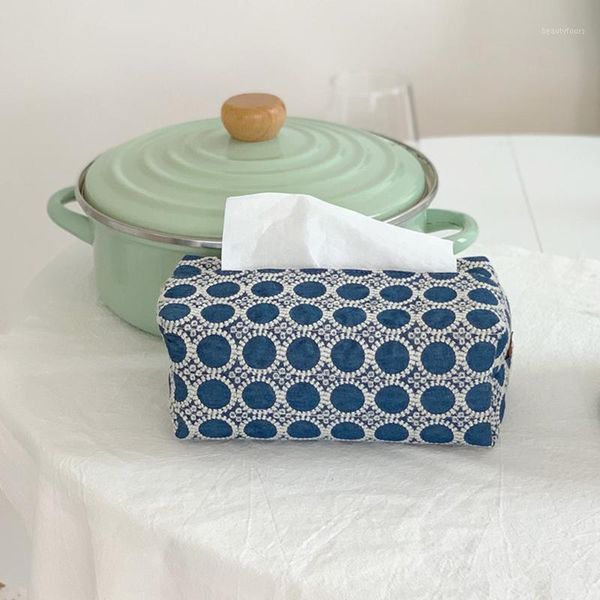 Porte-papier hygiénique Denim broderie tissu boîte à mouchoirs lumière luxe ménage stockage conteneur salon salle à manger décoration