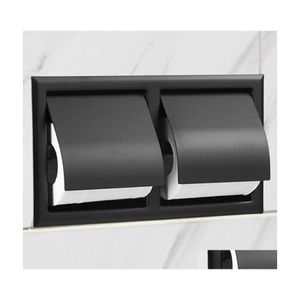 Porte-papier hygiénique à double encastrement Toileissue Holder Black All Metal Contruction 304 Stainless Steel Bathroom Roll Box Drop Delive Dhiyl