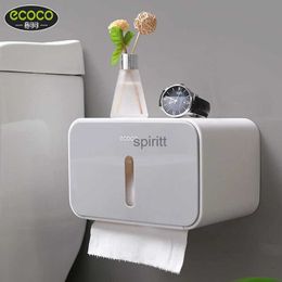 Porte-papier toilette ECOCO porte-rouleau de papier toilette mural boîte à mouchoirs de salle de bain sans poinçon accessoires de rangement étanche maison 240313