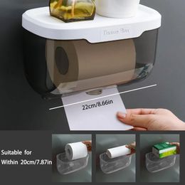 Toiletpapierhouders Houder PunchFree Waterdichte opbergorganisator Wandmontage Tissue Box Badkamer Zwart Plastic Plankrek Huishouden 231204