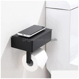 Soportes de papel higiénico Soporte de acero inoxidable Sin perforación Montaje en pared WC Teléfono Estante Toalla Rollo Accesorios de baño 230603 Drop Delive Dhzl1