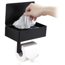 Porte-papier hygiénique support avec étagère distributeur de lingettes jetables et rangement pour salle de bain gardez votre hors de vue 221130