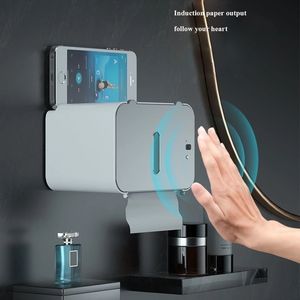 Toilet Paper Holders Induction Toilet Paper Holder Wall Mounted Automatic Tissue Box Without Punching Lazy Smart Home Electric Toilet Paper Holder 221205