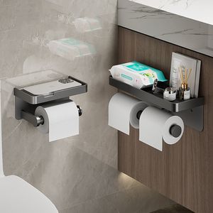 Porte-papier hygiénique grand rouleau mural avec plateau de rangement organisateur support de téléphone accessoires de salle de bain 230419