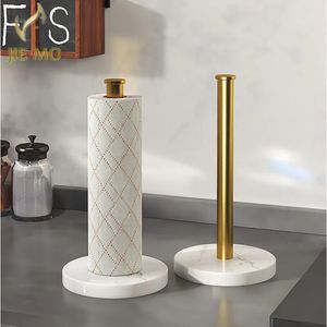 Toilet Paper Holders Marble Paper Towel Holder Kitchen Paper Towel Rack Nailing Free Vertical Roll Paper Rack Plastic Wrap Storage 231212