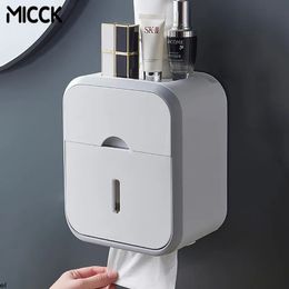 Portarrollos de papel higiénico MICCK colgador de pañuelos de doble capa soporte de papel impermeable organizador de baño estante de almacenamiento para papel higiénico accesorios de baño 231005