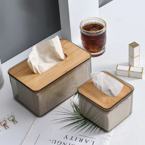 Toiletpapierhouders Minimalistische Houten Tissue Box Cover Holder Organizer Modern Desktop Transparant Rechthoekig Bamboe Dispenser 231027