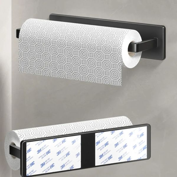 Porte-papier toilette porte-papier adhésif aluminium blanc noir gris support mural cuisine salle de bain placard support papier toilette rouleau d'essuie-tout cintre de mouchoirs 230927