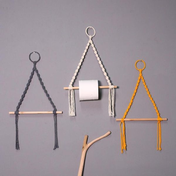 Porte-papier hygiénique accessoire de rouleau de cuisine rétro porte-corde suspendu support de bâton en bois pour distributeur de serviettes de salle de bain mural
