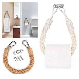 Porte-papier hygiénique Porte-rouleau Serviette vintage Corde suspendue Support mural Support pour la maison El Accessoires de salle de bain