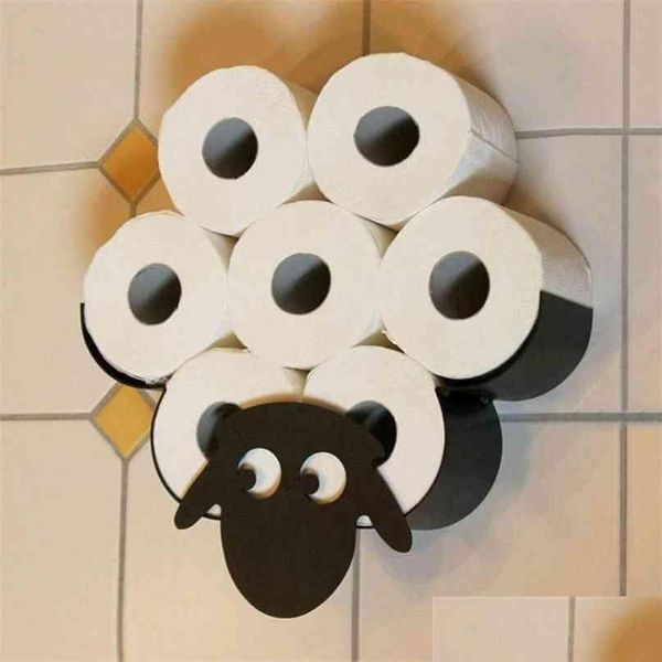 Titulares de papel higiénico Ovejas Soporte de rollo decorativo Montaje en pared Baño Almacenamiento de hierro - Adornos de pie 210720 Entrega de gotas Inicio Gar Dhf8L