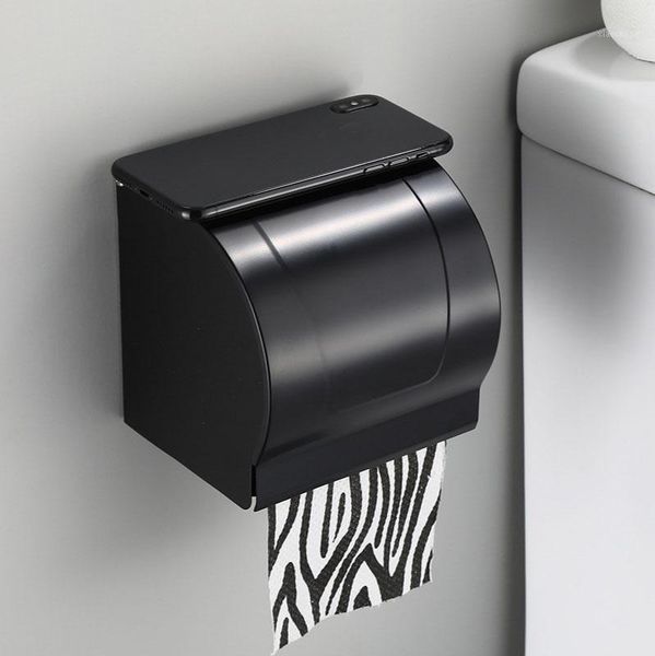 Porte-papier hygiénique Espace Aluminium Noir Porte-mouchoirs Rouleau Salle de bains Boîte de style européen