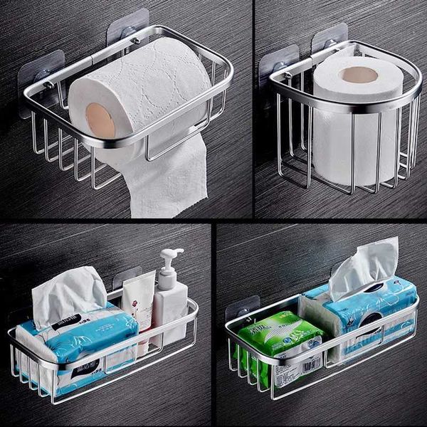 Soportes de papel higiénico taza de succión Roll rollo de rollo de rollo de inodoro Soporte de champú de champú Hollow Out Almacenamiento de la pared de la pared para el baño del hotel y el hogar 240410