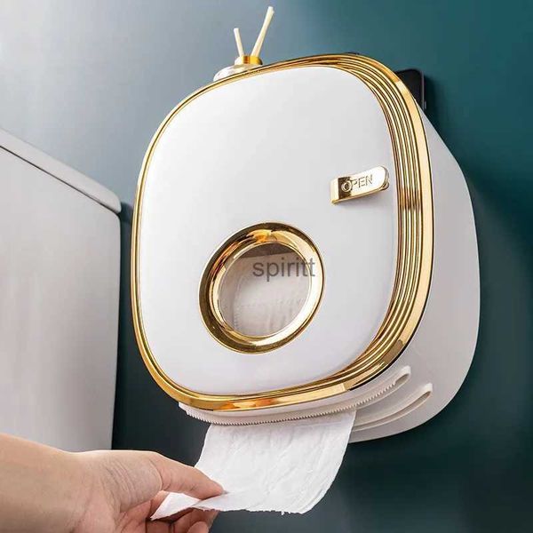 Porte-papier toilette Porte-conteneur de papier toilette Boîte à mouchoirs Mural Organisateur de salle de bain Accessoires Tiroir Rouleau Papier Étagère Boîte de rangement de luxe 240313