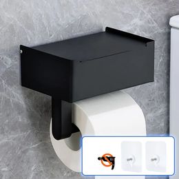 Porte-papier toilette Porte-papier toilette avec étagère noir 304 en acier inoxydable salle de bain cuisine WC porte-serviettes en papier boîte de rangement support de mouchoirs 230927