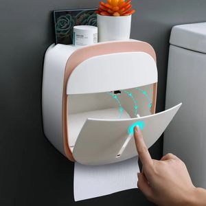 Toiletpapierhouders Toiletrolhouder Multifunctioneel Waterdicht Wandmontage met Lade Punchfree Badkamer Tissue Plank Opbergdoos Wc Accessoires 231005