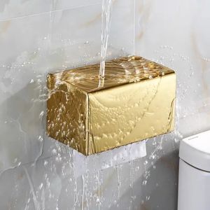 Porte-papier toilette Porte-papier toilette or acier inoxydable accessoires de salle de bain rouleau porte-papier porte-serviettes en papier étanche boîte à mouchoirs noire 231025