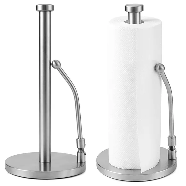 Soportes de papel higiénico Soporte de toalla Base Dispensador de rollo de encimera de acero inoxidable vertical para rollos de gran tamaño Cocina Mesa de comedor Baño