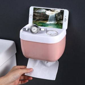 Toiletpapierhouders Wandmontage Tissuehouder voor badkamer Opbergdoos PunchFree Thuisbenodigdheden Telefoonrek Case Toiletrolhouder Waterdicht 231005