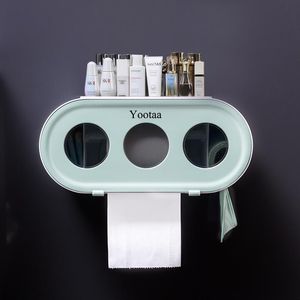 Soportes de papel higiénico soporte montado en la pared soporte organizador bandeja rollo negro caja de almacenamiento estante de pañuelos accesorios de baño
