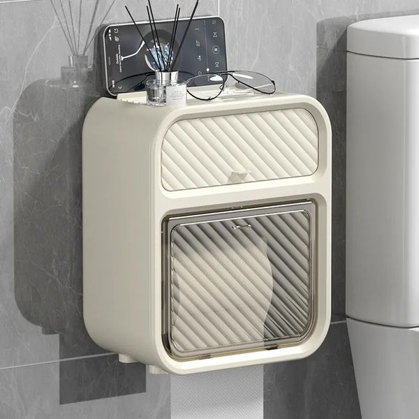 Porte-papier toilette Support de papier toilette mural porte-serviettes en papier en plastique étanche étagère de salle de bain boîte de rangement porte-rouleau de papier toilette 231005