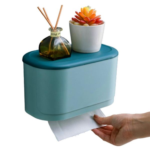 Soportes de papel higiénico soporte de montaje en pared impermeable estante bandeja tubo de rollo caja de almacenamiento de baño estante de pañuelos creativo