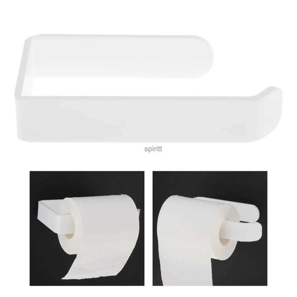 Soportes de papel higiénico Soporte de papel higiénico acrílico blanco montado en la pared cocina baño impermeable toallero accesorios estante 240313