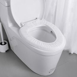 Housses de siège de toilette 1/10 pièces couverture en plastique jetable biodégradable Portable sécurité voyage salle de bain papier tampon accessoires