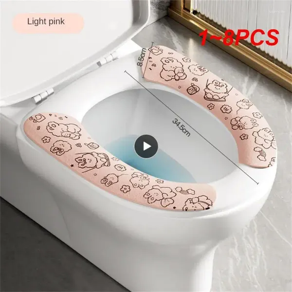 Cubiertas de asiento de inodoro 1-8PCS Dibujos animados Fácil de limpiar Cuttable Universal Four Seasons Mat Suministros de baño