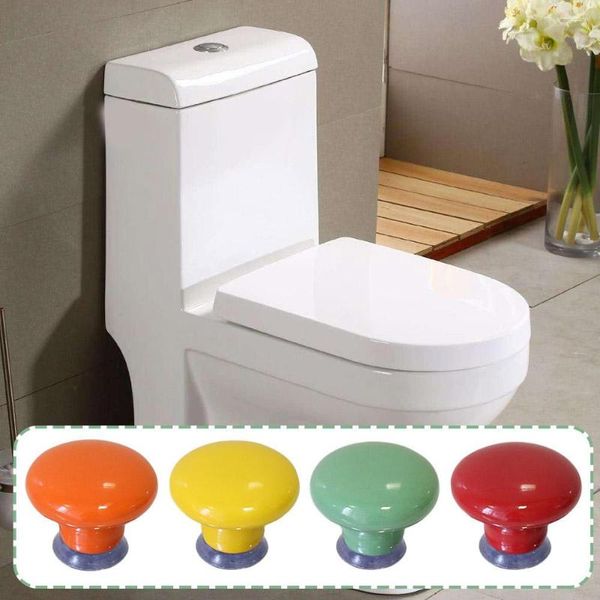 Couvre-siège de toilette 1 pièces bouton rond coloré accessoire portable poignée aide outil adhésif presse Q5J1