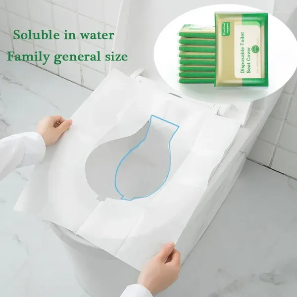 Siège de toilette couvre 10/50pcs couverture jetable papier imperméable soluble type d'eau voyage/camping el accessoire de salle de bain portable portable