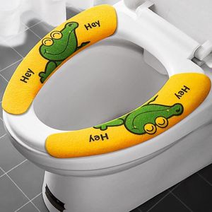 Toiletstoelafdekkingen 1Pair draagbare herbruikbare warme cartoon vulling wasbare badkamer mat cover gezondheid kleverige kussen huishoudelijke benodigdheden