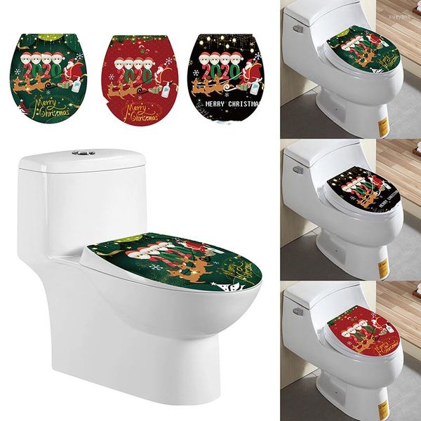 Siège de toilette couvre 1PC autocollant créatif étanche noël réfrigérateur salle de bain décoration Stickers muraux