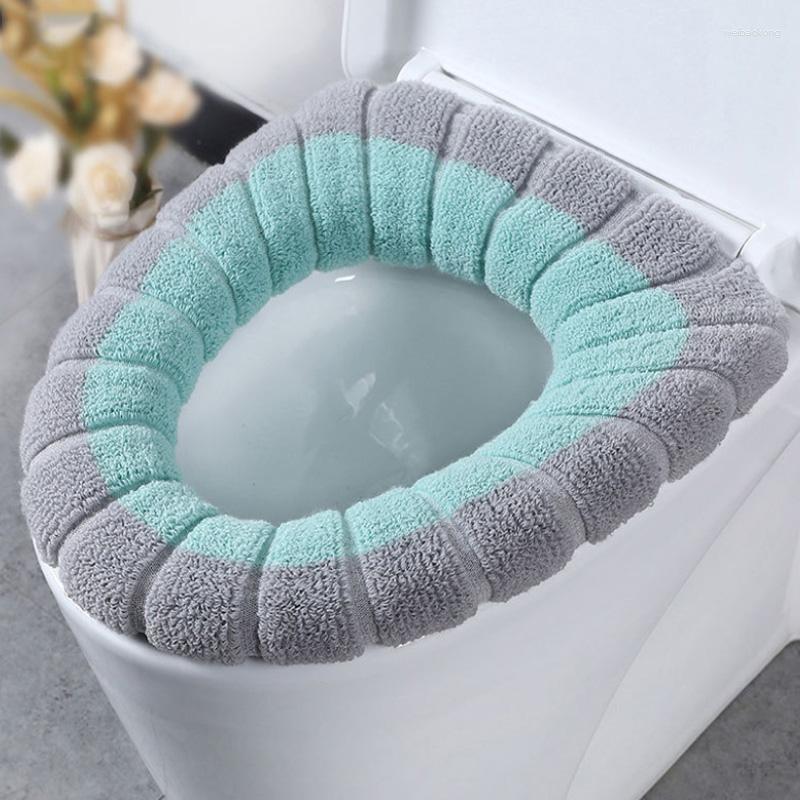 Housses de siège de toilette, 1 pièce, couleur chaude, coussin universel, peluche douce, couleur unie, accessoires, tapis de fermeture, hiver