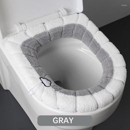 Housses de siège de toilette 1 pc couverture chaude d'hiver tapis de tabouret lavable accessoires de salle de bain tricot couleur Pure doux coussin en forme de O