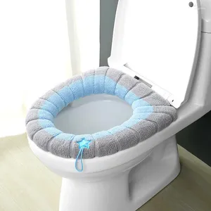 Cubiertas de asiento de inodoro 1 Uds 2024 cubierta cálida de invierno alfombrilla de baño cojín con mango más grueso accesorios lavables suaves para inodoro