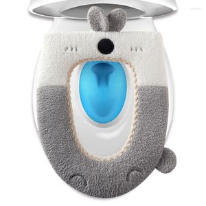 Siège de toilette couvre 1pcs coussin épaissi peluche O type chaud hiver garder accessoires de salle de bain pour