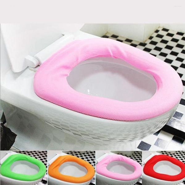 Housses de siège de toilette 2/4/6 pièces décor à la maison couvercle tampons colorés doux tissu lavable étui salle de bain accessoires chaud