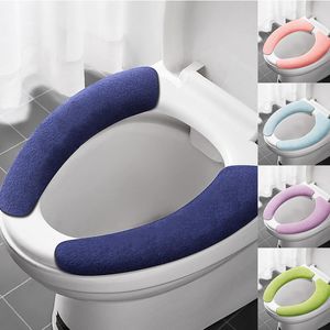Toiletstoelafdekkingen 2pc/set herbruikbaar warm flanellen sticker wasbare vulbare badkamer mat cover Universal