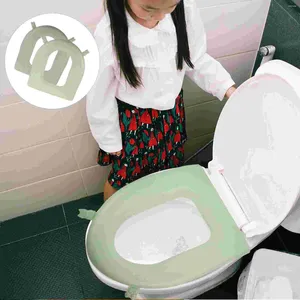 Couvrages de siège de toilette 2 pcs coussins adhésifs couvercle à l'épreuve d'eau EVA tapis de baignoire portable adulte lavable pour adulte
