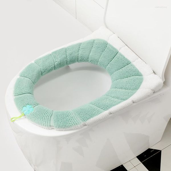 Couvre-siège de toilette Couvre 2pcs Couverture pour l'hiver Coussin chaud Accessoires de salle de bain Lavable Doux Ensemble universel Bain Appartement Coussins portables