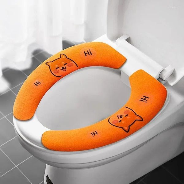 Couvre-siège de toilette 2pcs-toilet mattoon quatre saisons collants universels coussin lavable ménage motif aléatoire