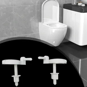 Couvre-sièges de toilettes 2pcsXPlastic Charnières blanches Ensemble complet Boulons Vis Kits de réparation de salle de bains Accessoires