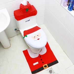 Housses de siège de toilette 3 pièces couverture décoration de noël avec motif père noël arc mignon cadeau personnalisé produits de salle de bain