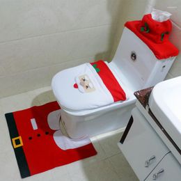Toiletstoelhoezen 3 st/set kerstmis Santa Cover Sets Decoraties Bath Mat Holder Lasterstool Lid Navidad