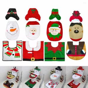 Toiletstoelhoezen 3 stks kerstkaste cover set badstoelen deksel tissues elf Santa claus decoratie huis badkamer accessoires